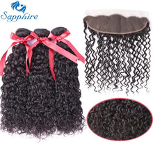 Load image into Gallery viewer, Sapphire Hair Products Malaysian Water Wave Hair With Closure Remy Human Hair Weave 3 Bundles Human Hair With Lace Frontal Deals