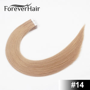 FOREVER HAIR 2.0g/pc 18" Remy Tape In Human Hair Extension Full Cuticle Seamless Straight Skin Weft Hair Salon Style 20pcs/pac