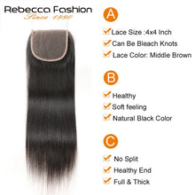 Load image into Gallery viewer, Rebecca Straight Hair Bundles With Closure 3 Bundles With Lace Closure Human Hair Extensions 8 To 28 Inch Bundles With Closure