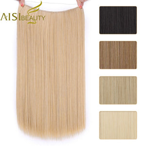 AISI BEAUTY No Clips in  One Piece Synthetic Hair Extensions Long Fish Line Straight Hair Extensions Secret Invisible Hairpieces