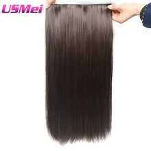 Load image into Gallery viewer, USMEI 5 clips/piece Natural Silky straight Hair Extention 24&quot;inches 120g Clip in women pieces Long Fake synthetic Hair