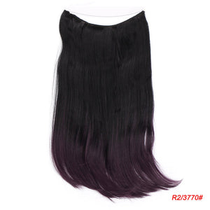 AISI BEAUTY No Clips in  One Piece Synthetic Hair Extensions Long Fish Line Straight Hair Extensions Secret Invisible Hairpieces