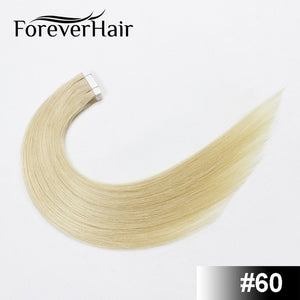 FOREVER HAIR 2.0g/pc 18" Remy Tape In Human Hair Extension Full Cuticle Seamless Straight Skin Weft Hair Salon Style 20pcs/pac