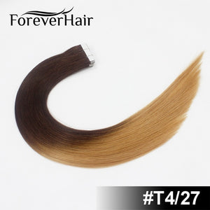 FOREVER HAIR 2.0g/pc 18" Remy Tape In Human Hair Extension Full Cuticle Seamless Straight Skin Weft Hair Salon Style 20pcs/pac