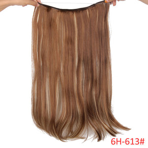 AISI BEAUTY No Clips in  One Piece Synthetic Hair Extensions Long Fish Line Straight Hair Extensions Secret Invisible Hairpieces