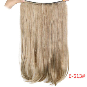 AISI BEAUTY No Clips in  One Piece Synthetic Hair Extensions Long Fish Line Straight Hair Extensions Secret Invisible Hairpieces