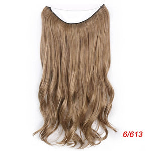 AISI BEAUTY No Clips in  One Piece Synthetic Hair Extensions Long Fish Line Straight Hair Extensions Secret Invisible Hairpieces