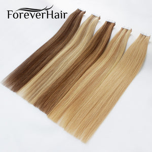 FOREVER HAIR 2.0g/pc 18" Remy Tape In Human Hair Extension Full Cuticle Seamless Straight Skin Weft Hair Salon Style 20pcs/pac