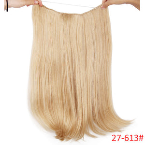 AISI BEAUTY No Clips in  One Piece Synthetic Hair Extensions Long Fish Line Straight Hair Extensions Secret Invisible Hairpieces