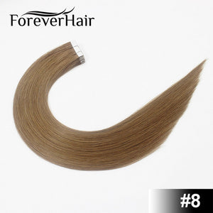 FOREVER HAIR 2.0g/pc 18" Remy Tape In Human Hair Extension Full Cuticle Seamless Straight Skin Weft Hair Salon Style 20pcs/pac