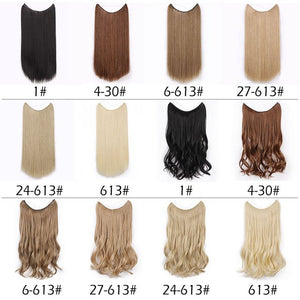 AISI BEAUTY No Clips in  One Piece Synthetic Hair Extensions Long Fish Line Straight Hair Extensions Secret Invisible Hairpieces