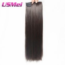 Load image into Gallery viewer, USMEI 5 clips/piece Natural Silky straight Hair Extention 24&quot;inches 120g Clip in women pieces Long Fake synthetic Hair