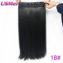 Load image into Gallery viewer, USMEI 5 clips/piece Natural Silky straight Hair Extention 24&quot;inches 120g Clip in women pieces Long Fake synthetic Hair