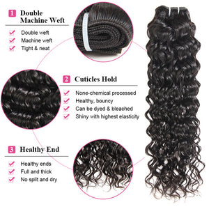 Raw Indian Hair Bundles With Closure Water Wave Bundles with Closure Funmi Virgin Human Hair Bundles with Closure Make Wig Free