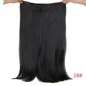 AISI BEAUTY No Clips in  One Piece Synthetic Hair Extensions Long Fish Line Straight Hair Extensions Secret Invisible Hairpieces