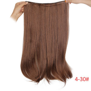 AISI BEAUTY No Clips in  One Piece Synthetic Hair Extensions Long Fish Line Straight Hair Extensions Secret Invisible Hairpieces